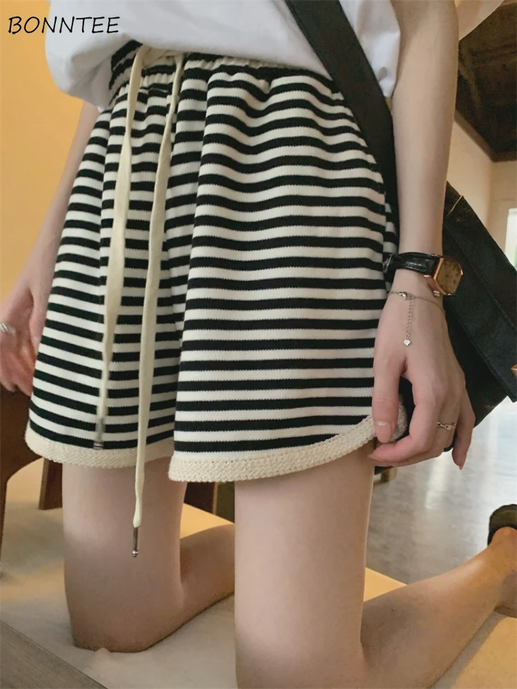

Shorts Women Casual Students Striped Chic Korean Style Prevalent Baggy Шорты Женский Sporty Young Fashion Harajuku Summer Simple
