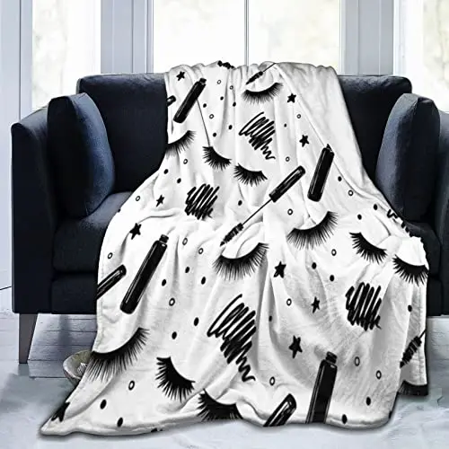 

Print All Seasons Cozy and Comfy Throw Blanket Couch Sofa Bed Flannel Blanket Soft Cover King Queen Size Trendy Eye Lash In Gray