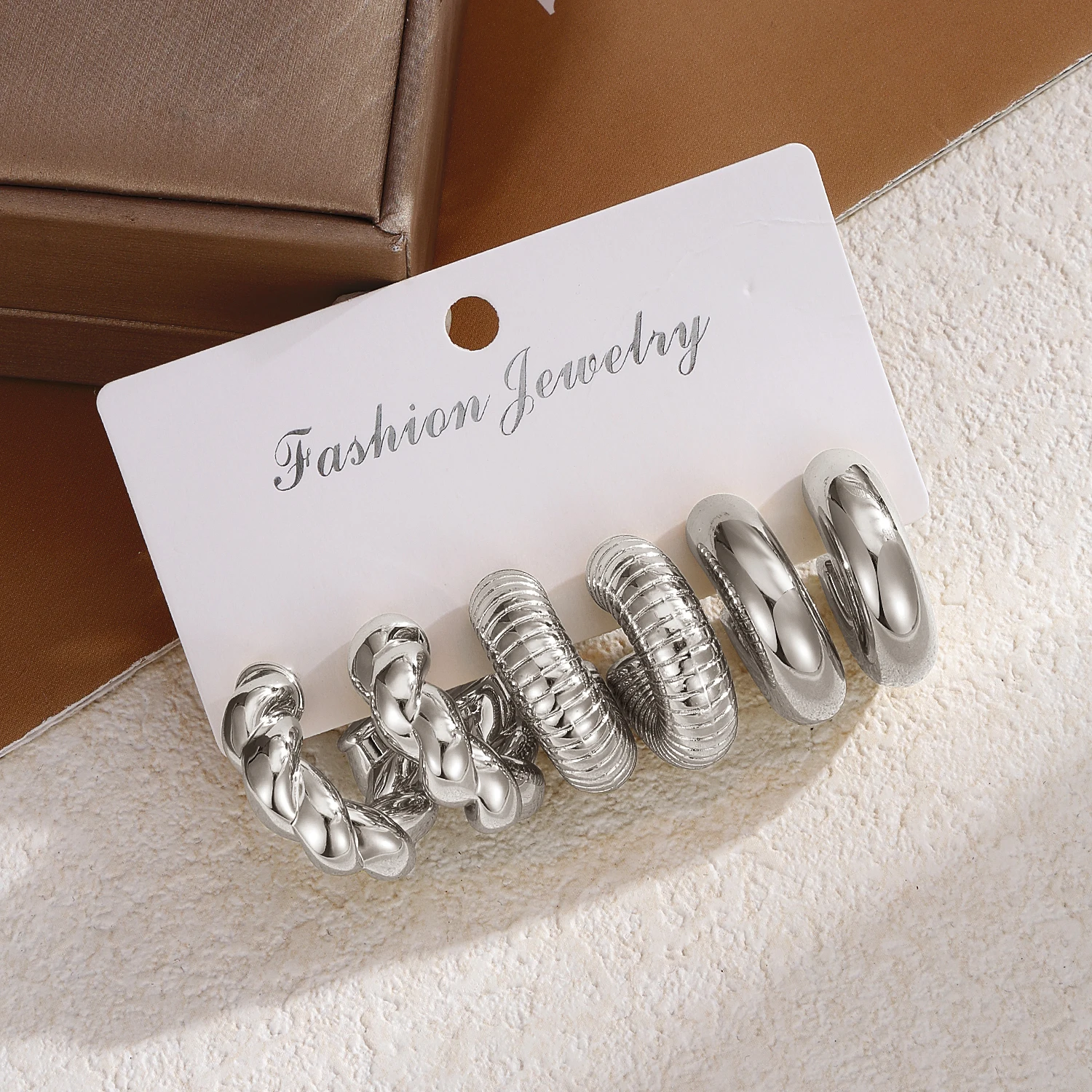 FNIO Punk Гладкие металлические C - образные серьги Модные капли для ушей Женские