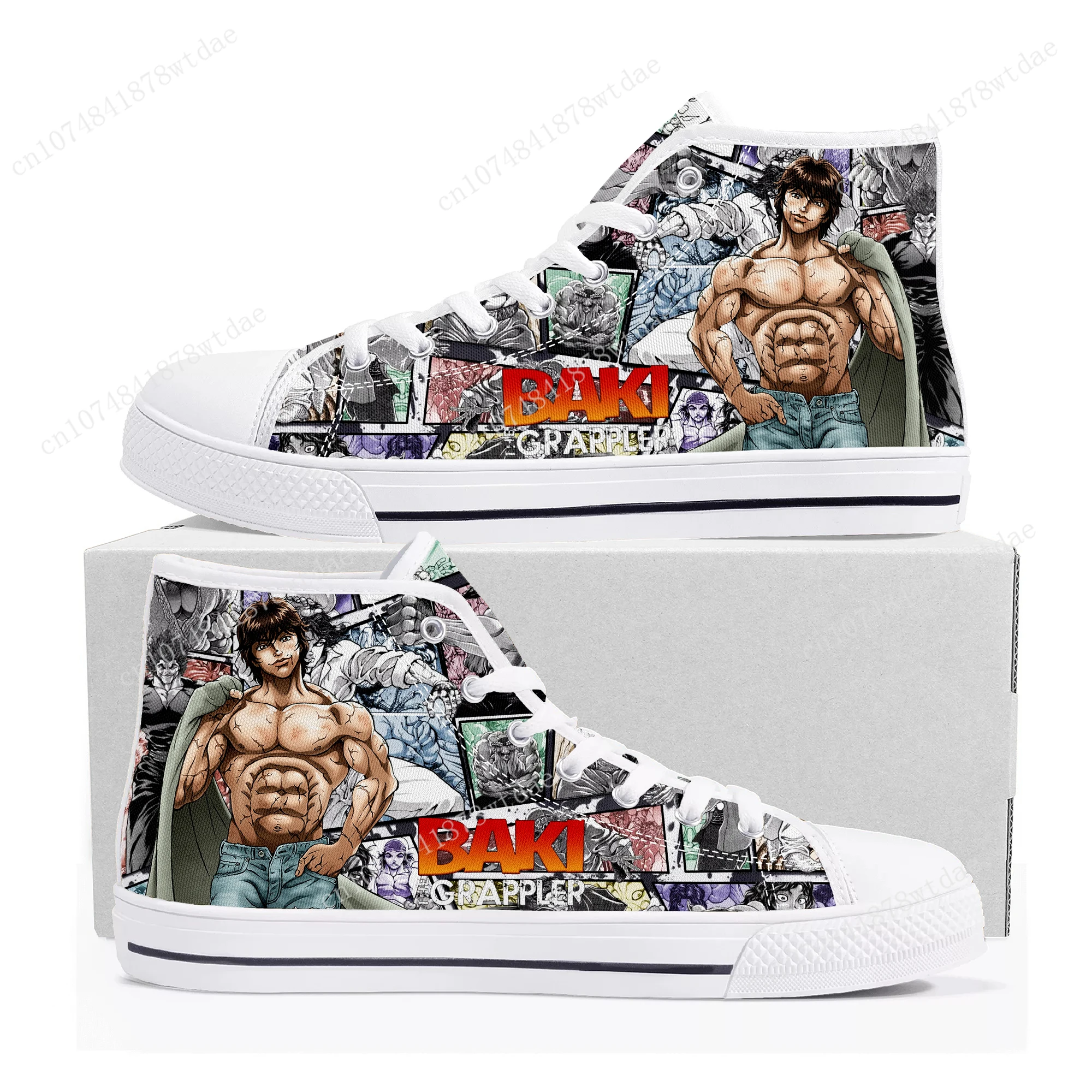 

Высокие кроссовки Baki The Grappler Hanma Baki, мужские и женские, подростковые высококачественные холщовые кроссовки манга, парная обувь на заказ