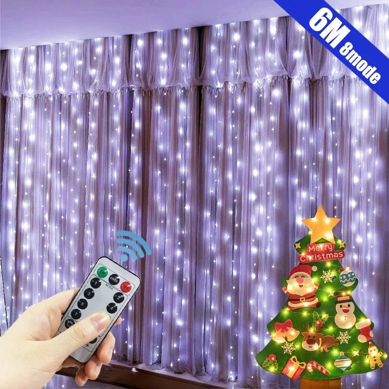 

6M Led Garland Curtain Light String USB with Remote Control for Home Room Bedroom Wedding Party Christmas Window Wall Decoration