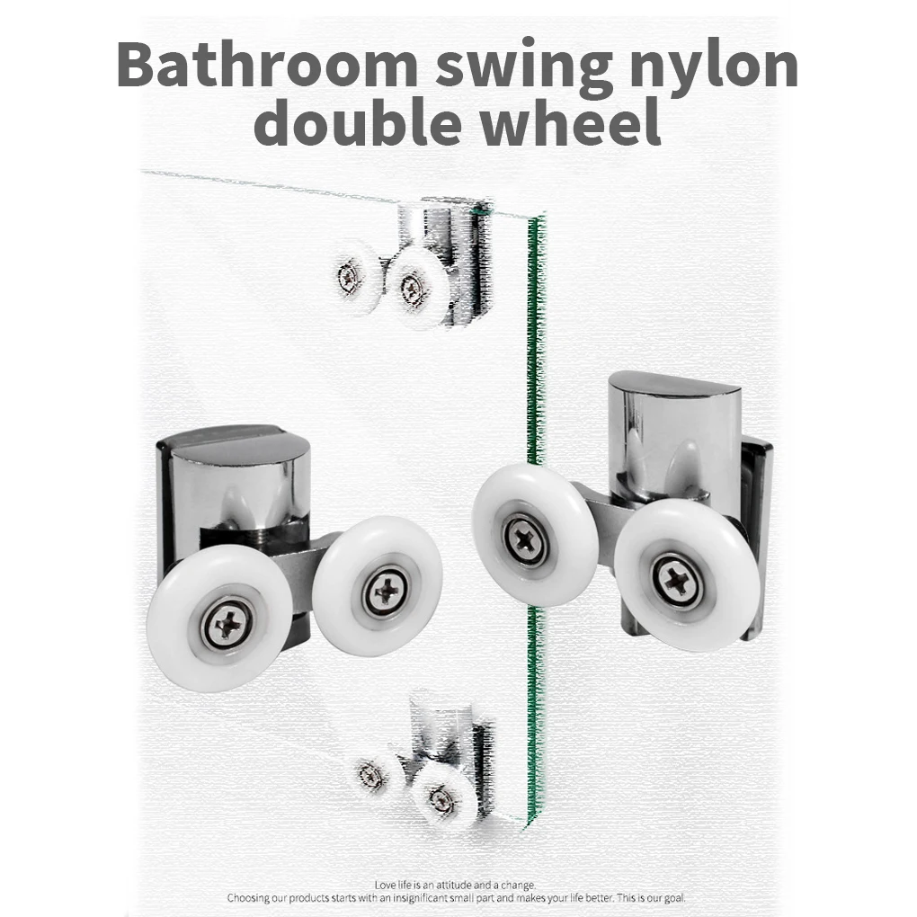 

2pcs Pulley 0 87inch Double Pulleys Stainless Steel Upper Down Wheels Replacement Shower Bottom Cabin Glass Door