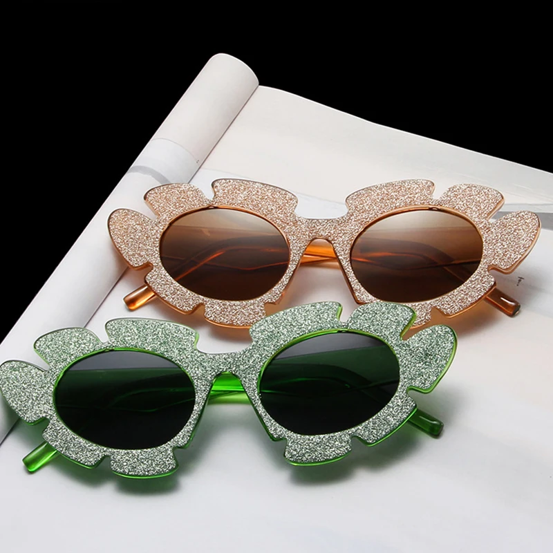 

New In Brand Design Flower Shape Sunglasses Women Candy Colors Brand Designer Trending Cat Eye Sun Glasses Uv400 Long Keeper