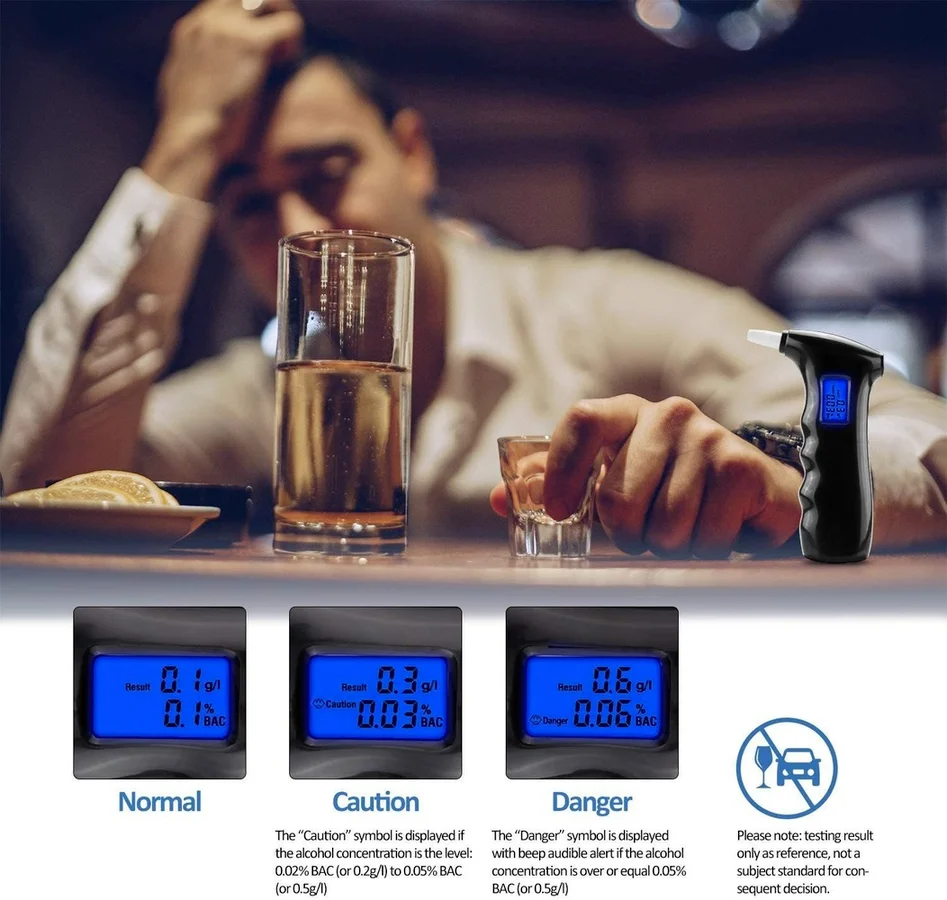 

Portable Alcohol Tester Digital Display Concentration Results Quick Response Send 5 Mouthpieces Semiconductor Sensors