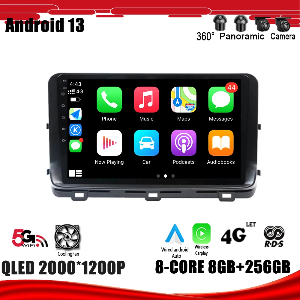 

Автомобильный мультимедийный плеер с GPS-навигацией, DSP Carplay, Wi-Fi для Kia Rio 4 IV FB 2020-2021, Android 13