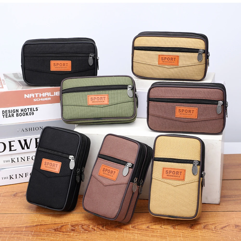 

Men Outdoor Waist Bag Canvas Cell Phone Sport Holster Belt Canvas Belt Waist Cell Phone Card Holder Case Hip Pouch