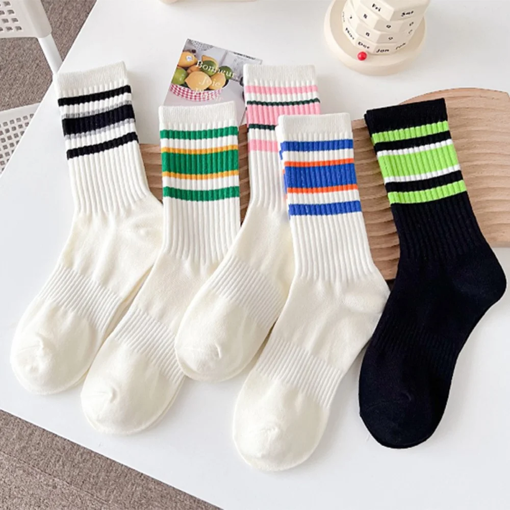 

Cute Rainbow Striped Socks Girls Cotton Loose Crew Socks Colorful Women kid Harajuku Designer Retro Christmas Gift Socks
