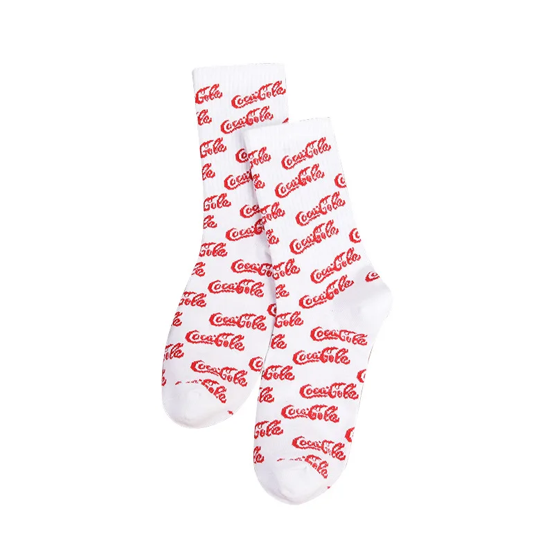 Spring summer women's cotton socks mid-waist fashion Letter socks Japanese cute cartoon White women's socks Harajuku college