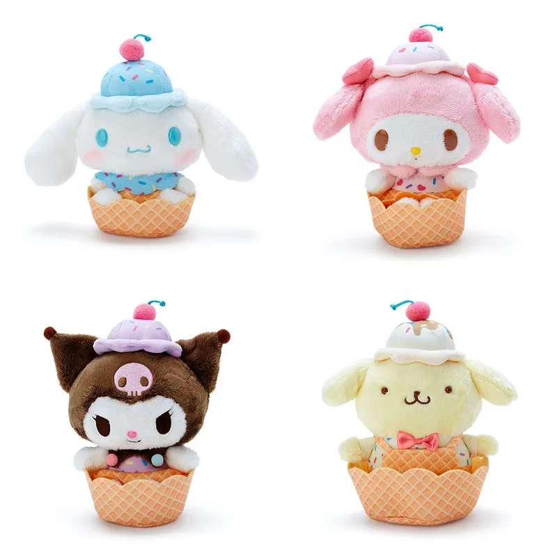 

Sanrio Ice Cream Cone Series Kuromi Cinnamorol Mymelody Onpompurin Cute Cartoon Anime Kawaii Super Soft Plush Doll Toy Pendant