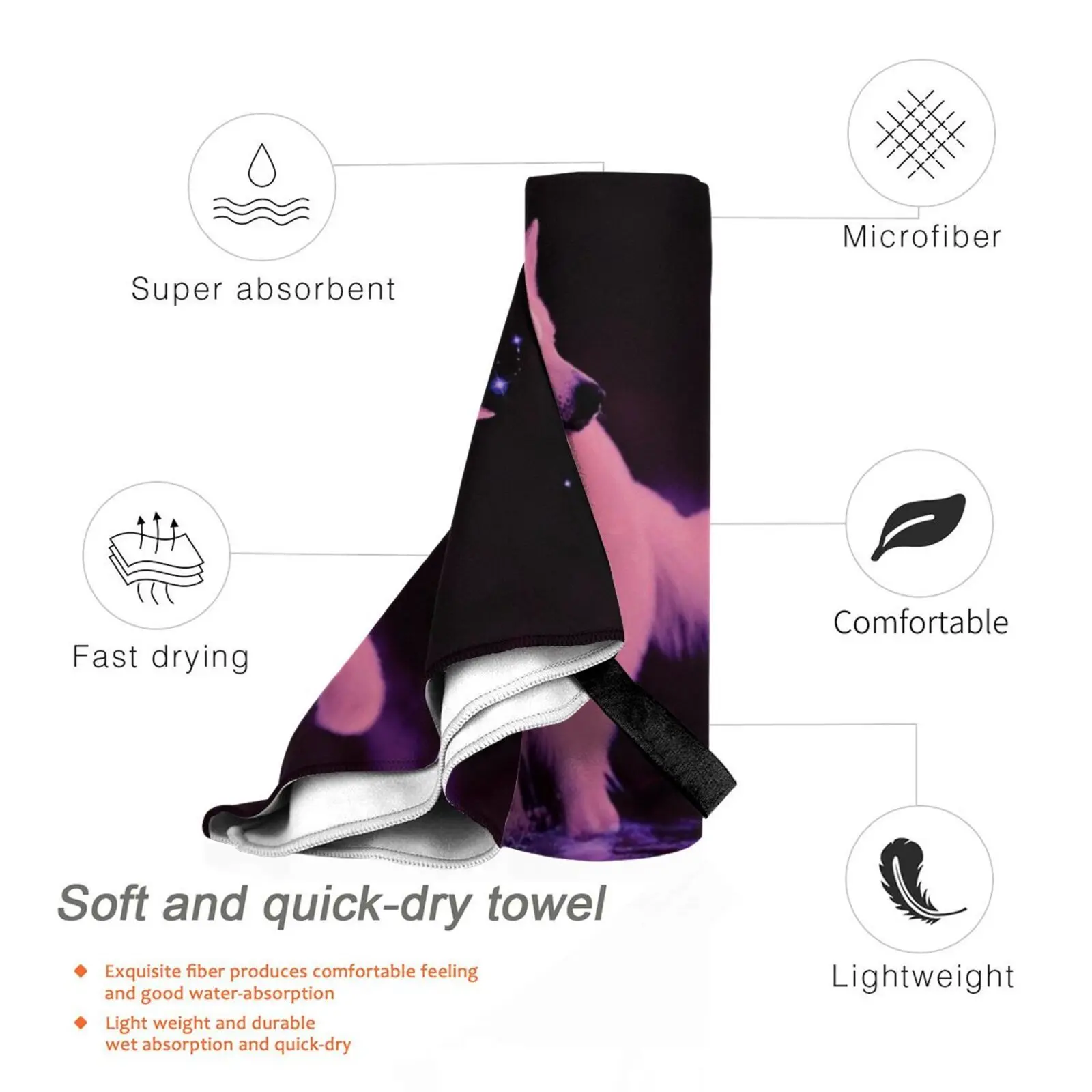 Pink Shepherd Bath Towel Beach Cushion Dog Perro Wolf Sheperd Water Sign Fireflies Fantasy Fairytale