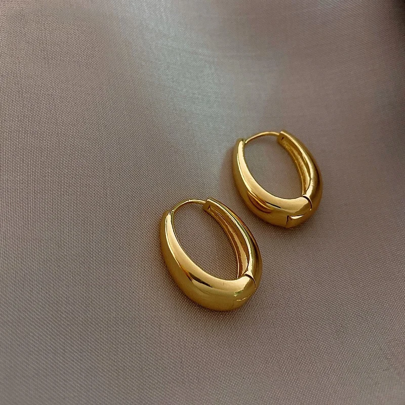 

Серьги-кольца женские из медного сплава, классические гладкие металлические украшения для повседневной носки