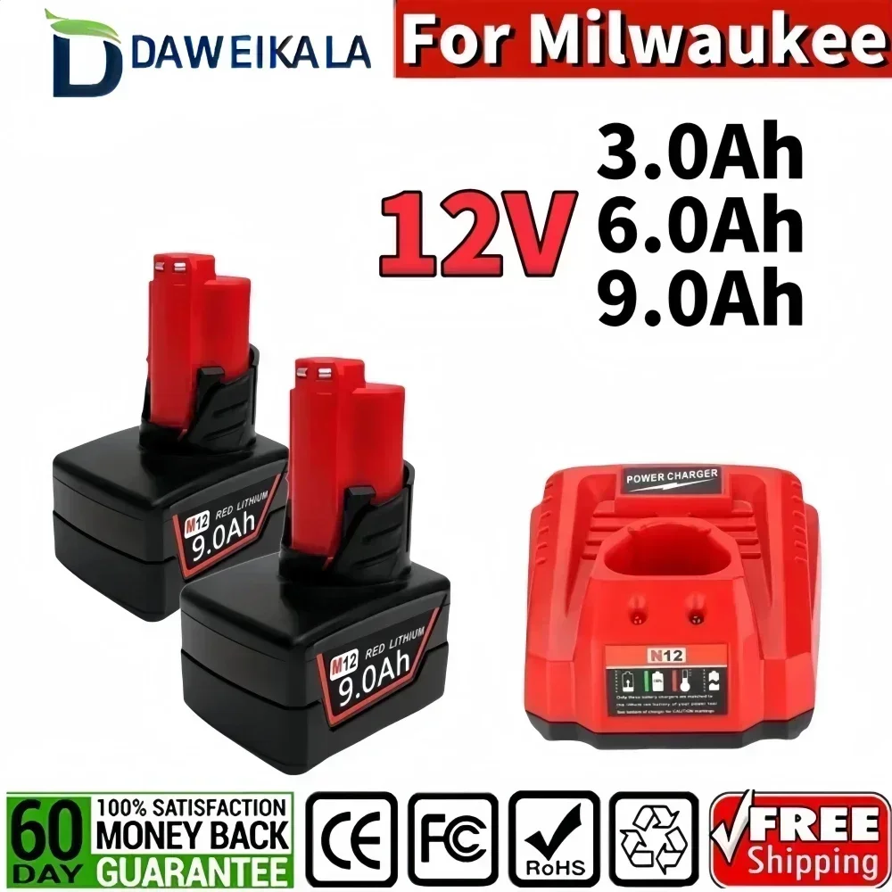 Аккумулятор DAWEIKALA 12В 3.0/6.0/9.0 Ач для Milwaukee M12