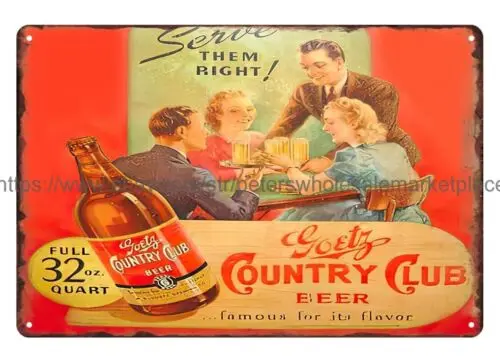 Декоративная металлическая табличка GOETZ COUNTRY CLUB BEER для украшения интерьера стен (art.: 3920da0671ca3) - 3920da0671ca3