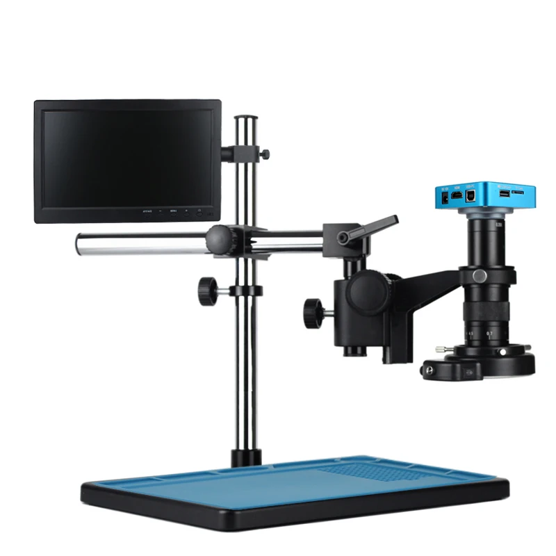 

1080P HDMI USB Industrial Digital Video Microscope Camera + 300X C mount Lens + Stand + 10-inch display For Phone Soldering