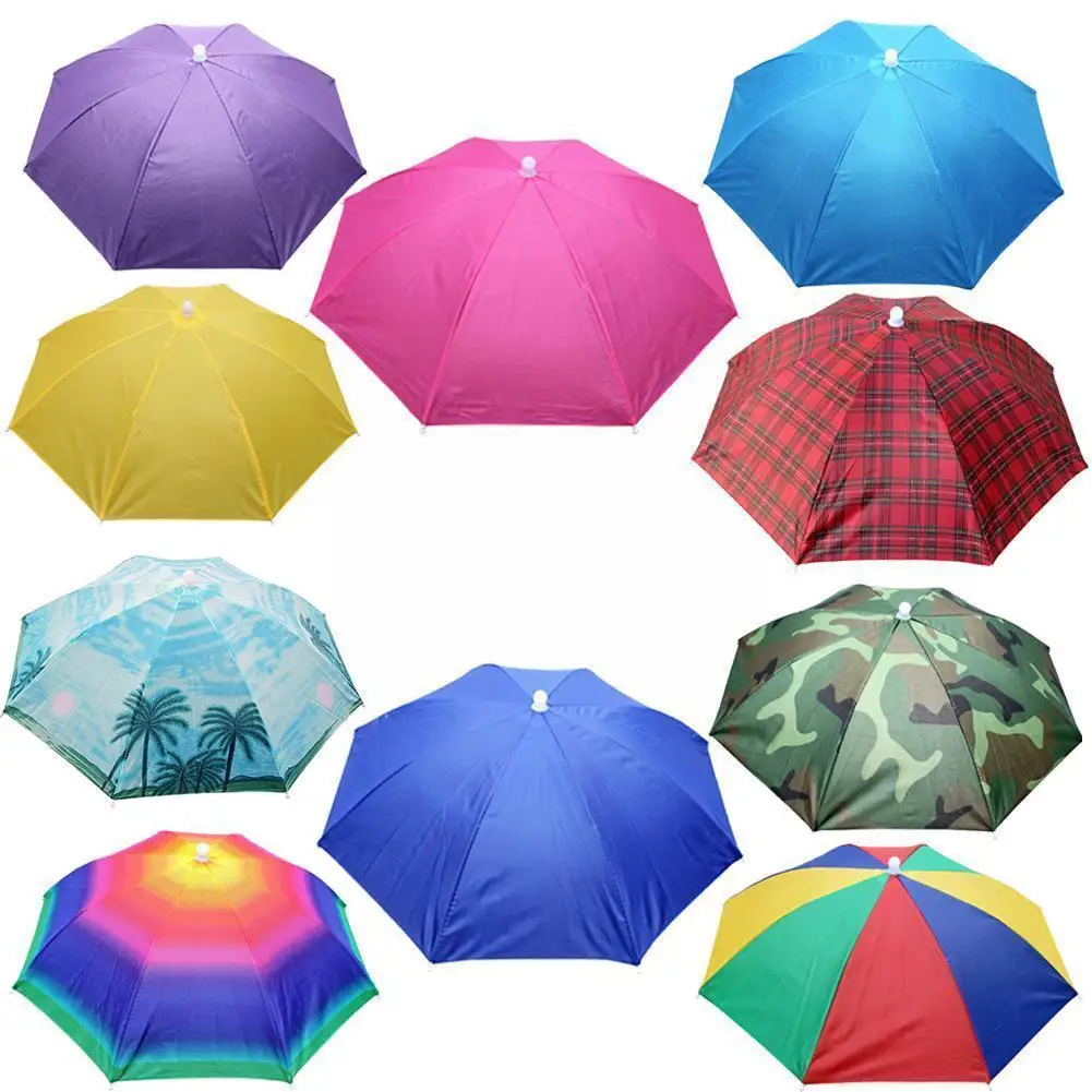 

Portable Rain Umbrella Hat Foldable Outdoor Pesca Sun Camping Waterproof Beach Headwear Hats Shade Head Accessory Fishi N3I7