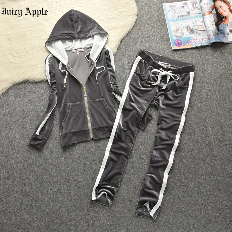Juicy Apple Tracksuit  Women Zipper Hoodies Sweatshirt Pants Set Jogger Ladies Casual Sweat  Streetwear Hoodies Suit Fashion Met