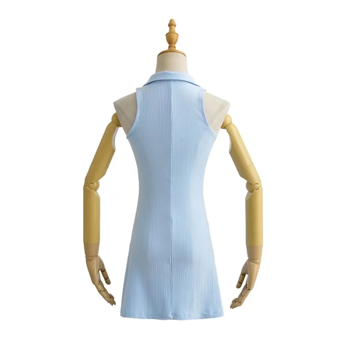 Платье Bazaleas с двумя пуговицами вверх и отложным воротником женские платья Мини