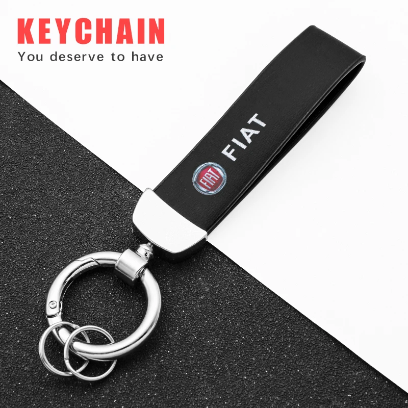 

Car Badge Styling Leather Keychain Metal keyRing Accessories For FIAT 500 12 Ducato Grande Punto Bravo Abarth Panda Croma Palio