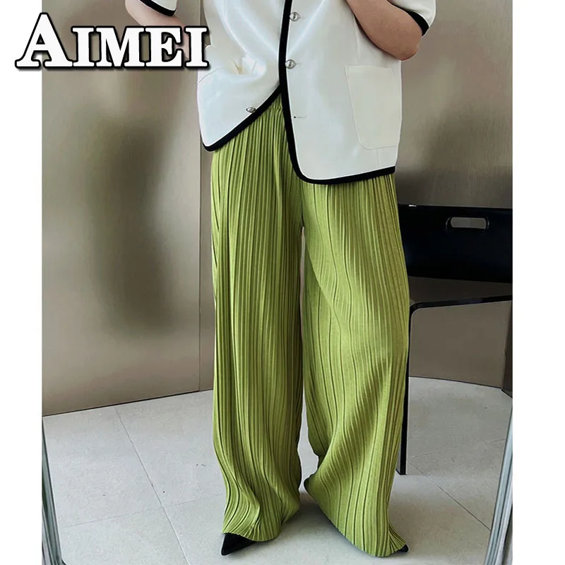 Women's Y2K Clothes Apricot Wide-legged Pants Summer New Loose Casual Thin Pleated Mopping Trousers Korean Style 2023 Fashion