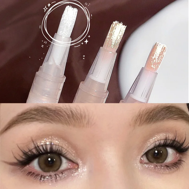 

Glitter Liquid Eyeshadow Highlighter Pen Waterproof Diamond White Champagne Brighten Lying Silkworm Eyeliner Pencil Face Makeup