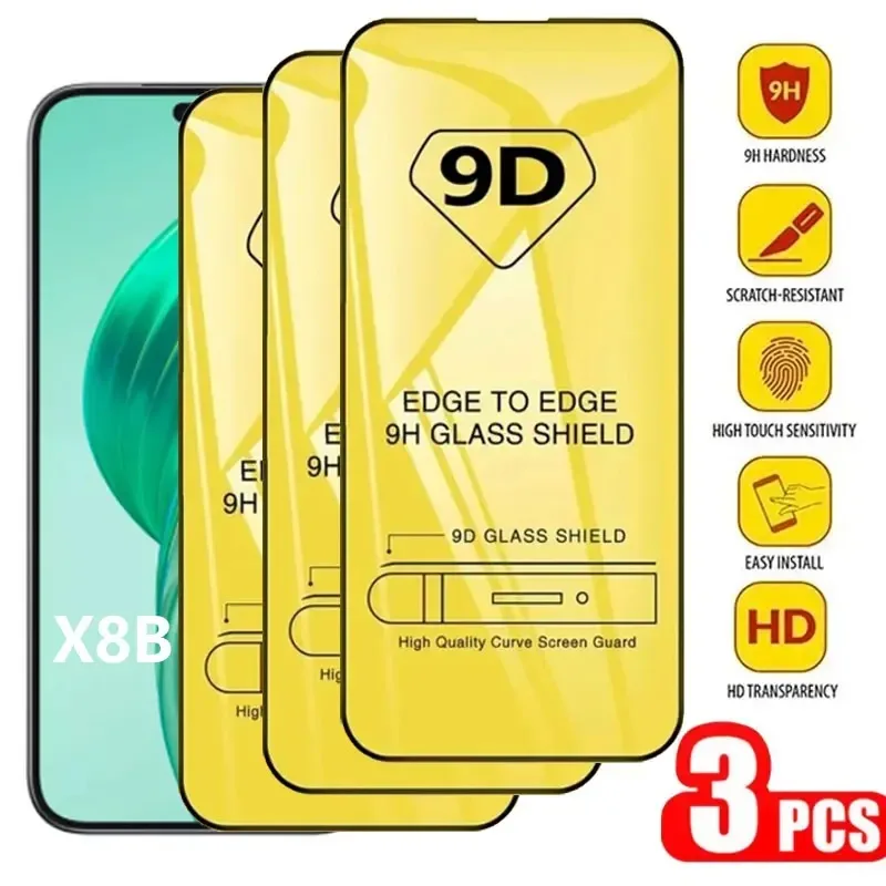 Фото 3 шт. 9D закаленное стекло для Honor 400 Lite 300Pro 200 Smart X9 X8 X7 X6 X70i X60GT Защитная пленка для экрана Прозрачное защитное стекло для экрана №1
