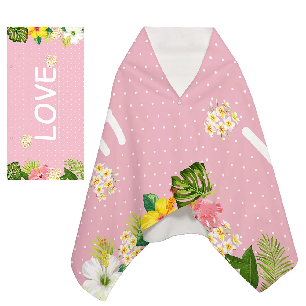 Absorbent Quick-drying Bath Towel Soft Hotel Green Leaves Flowers Wear Bath Towel With Button