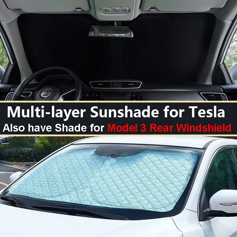 

For Tesla Model 3 X Y S 2023 Sun Shade Anti-UV Protection Screen Cover Front Rear Windshield Sunshade Trunk Protector Sun Visor