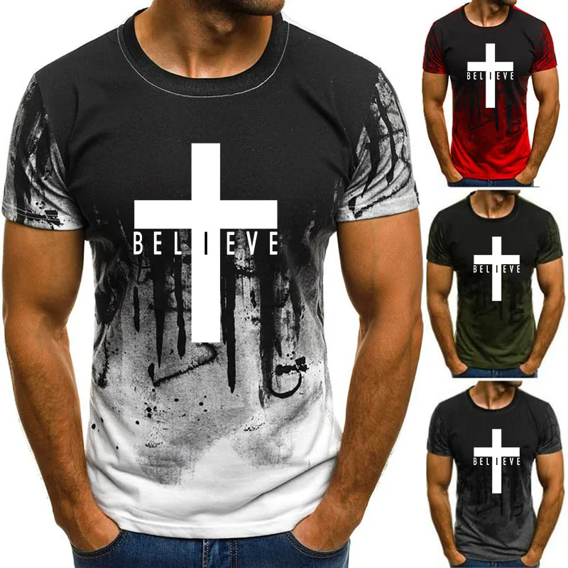 

Мужские модные футболки I Believe God Christian, крутая рубашка с коротким рукавом