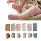 Детские наколенники, носки, однотонные нескользящие носки, наколенники, Детские Безопасные носки для ползания, защита для пола, наколенники