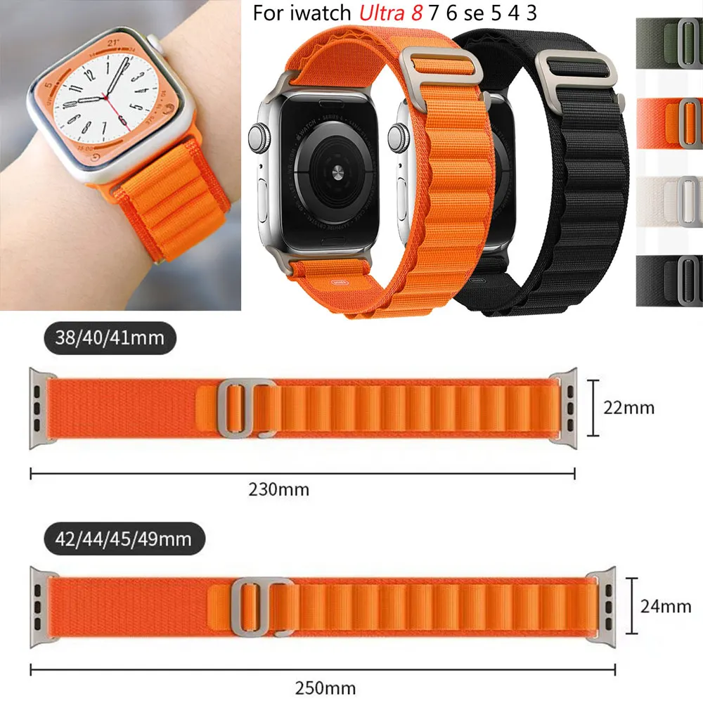 

Alpine loop for Apple watch Ultra 49mm strap series 8 SE 7 6 5 3 45mm 41mm 42mm 38mm sport nylon bracelet iWatch 44mm 40mm band