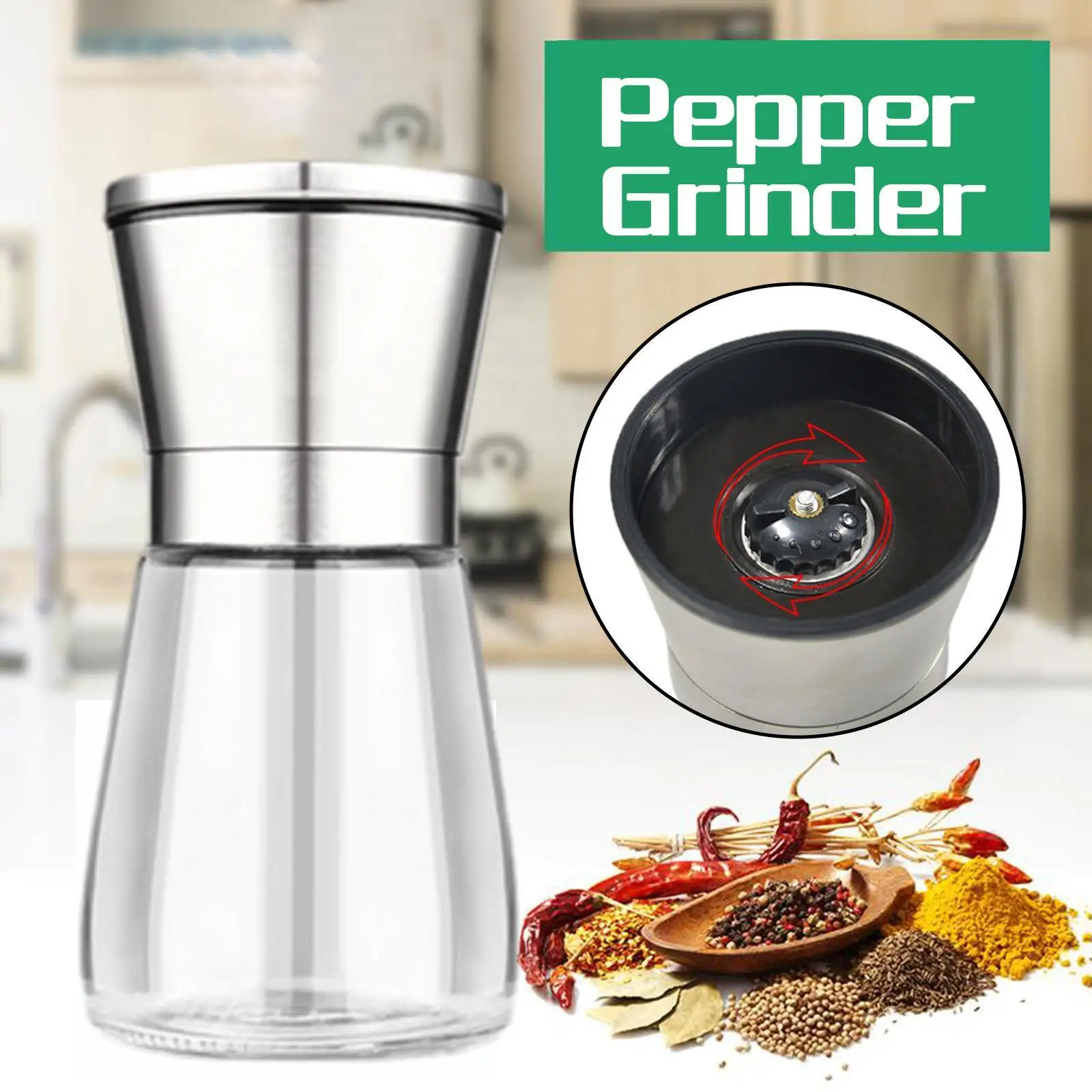 

Мельница из нержавеющей стали для соли и перца, 1 шт.