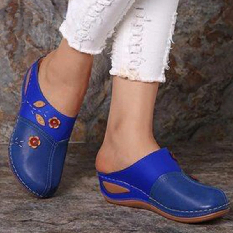 

Женские сандалии с мягкой подошвой, босоножки в стиле ретро с цветами, лето 2020