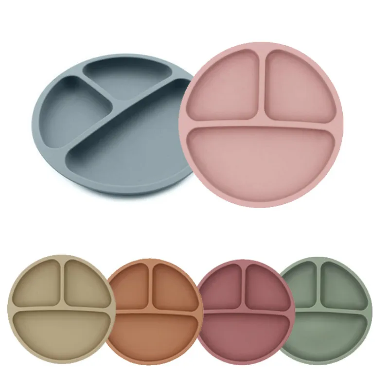 

Baby Safe Silicone Dining Plate Solid Cute Cartoon Children Dishes Suction Toddle Training Tableware Kids Feeding Bowls