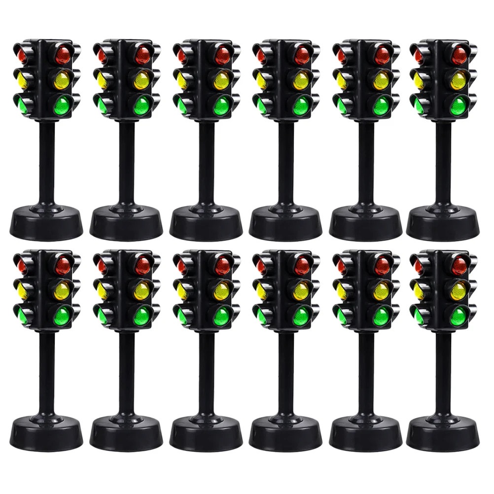 

12 Pcs Early Childhood Education Toys Crosswalk Light Signal Traffic Model Mini Kids Educational Signs Children Models