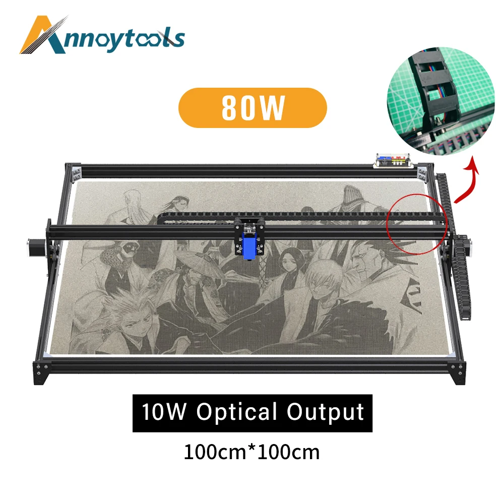 DIY100cm*100cm Work area Laser Engraver 80w Laser Module air assist Engraving Machine  for Cutting Plywood Acrylic