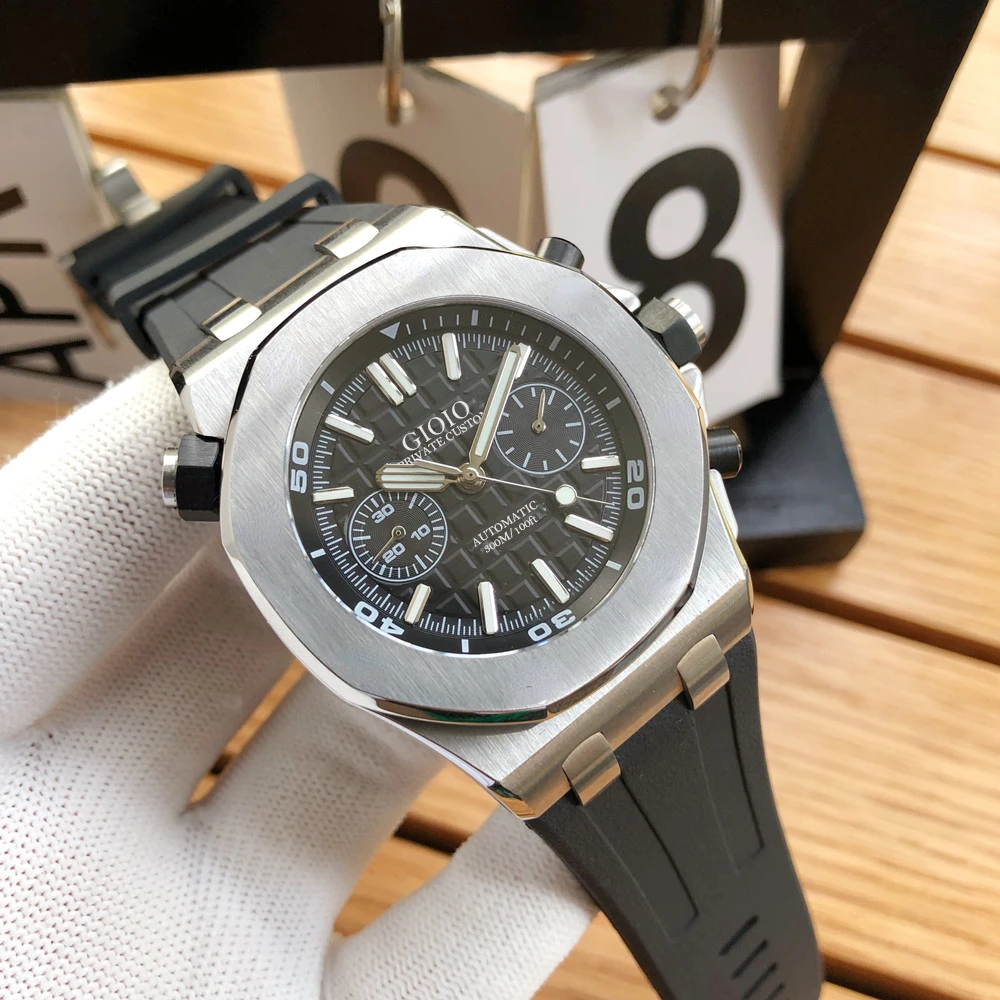 

men automatic mechanical watch black blue Rubber