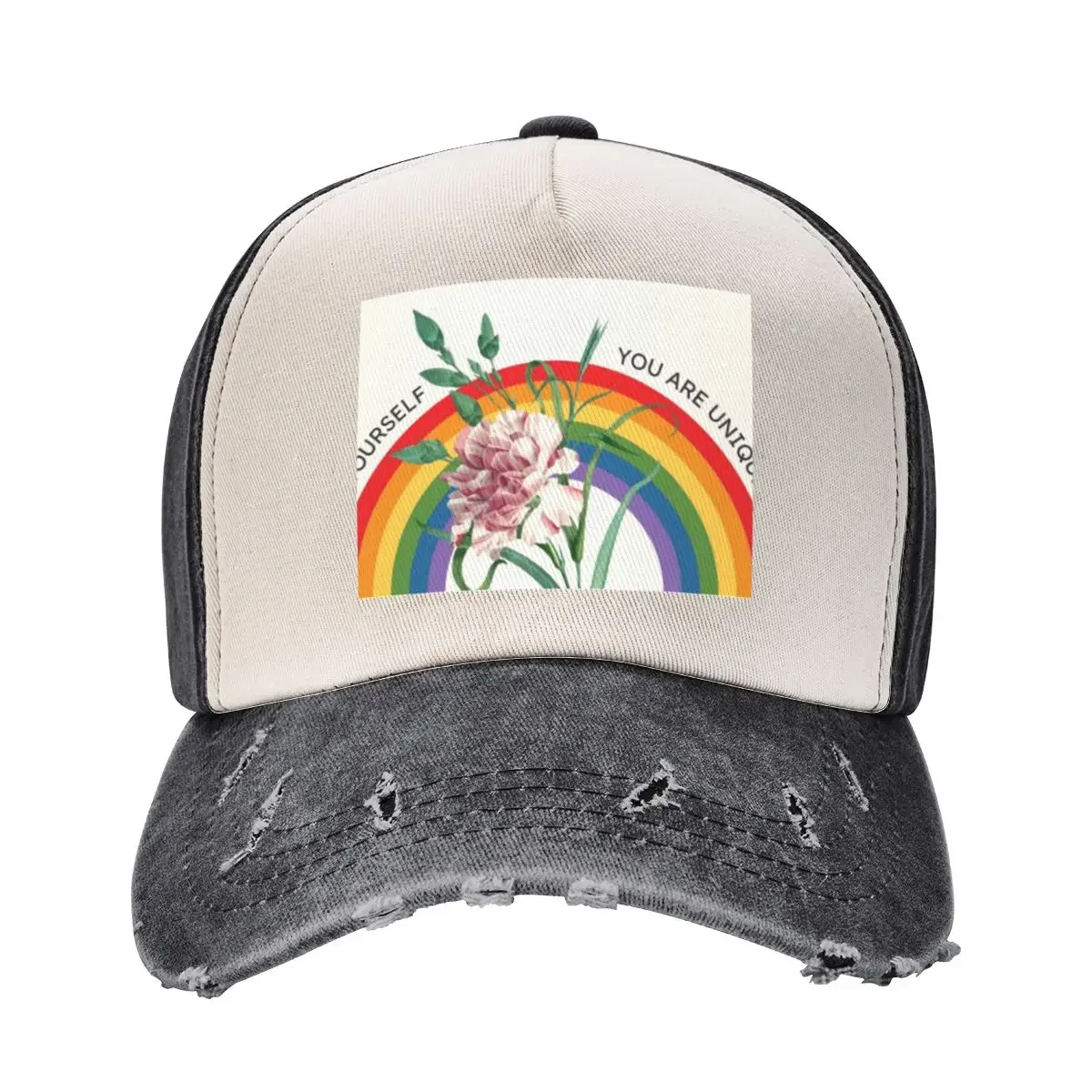 Бейсбольная кепка в полоску с пионом и радужной гордостью шляпа помпоном для