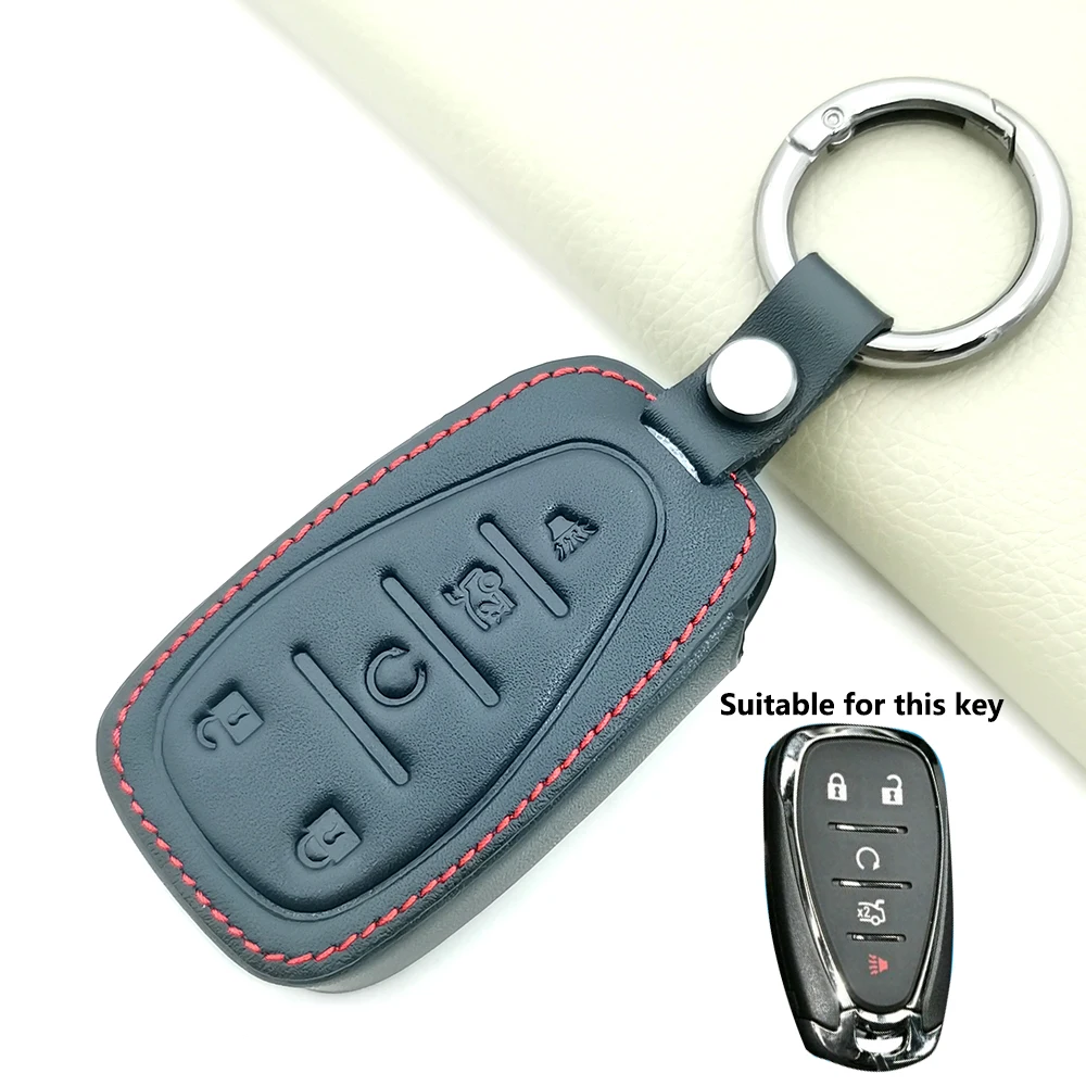 

Кожаный автомобильный чехол с дистанционным управлением, чехол для ключей для Chevrolet Camaro Malibu Cruze Equinox Volt, 5-кнопочный автомобильный аксессуар, брелок