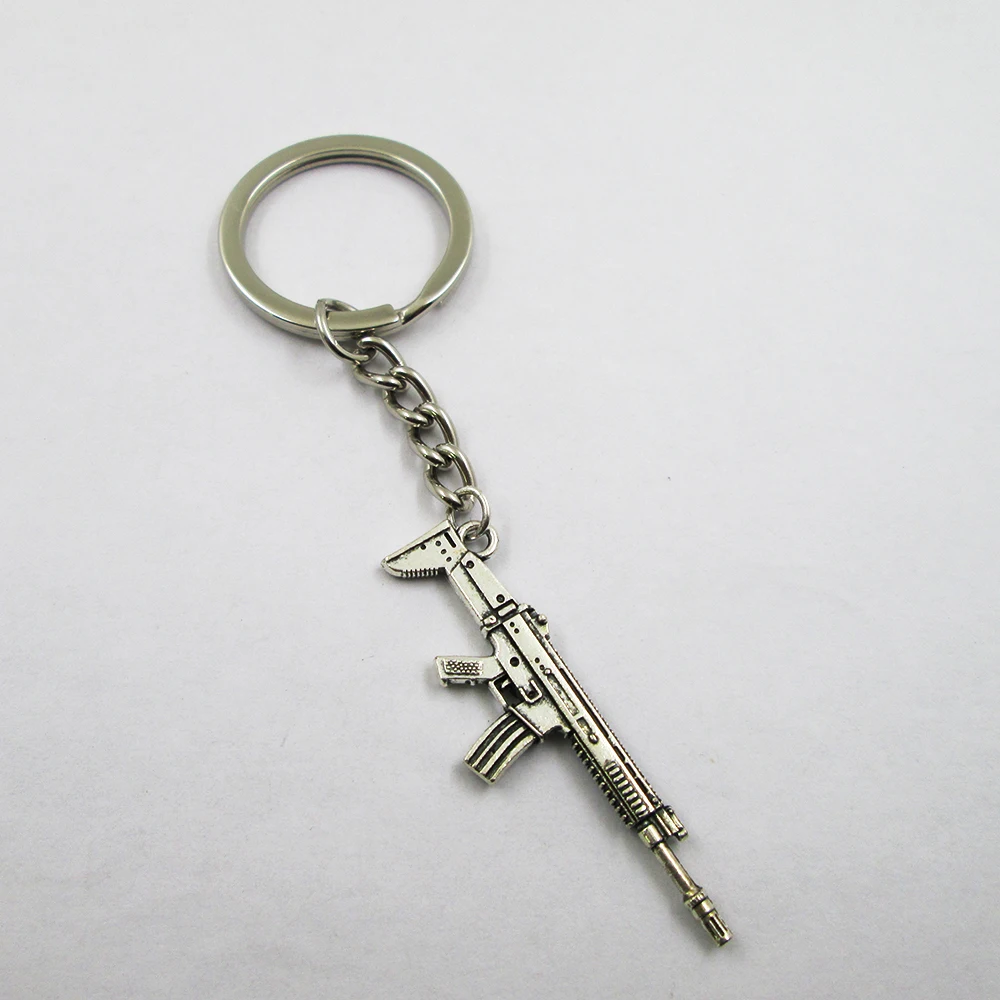 Брелок для ключей, в виде пулемета, 45x16 мм, серебристый, 3 шт.