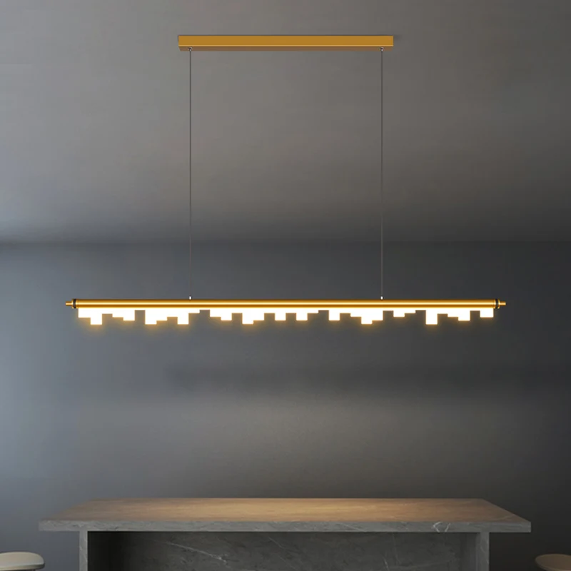 

Светодиодная длинная Люстра для ресторана, барной стойки, домашняя Простая Современная Минималистичная художественная офисная прямоуголь...