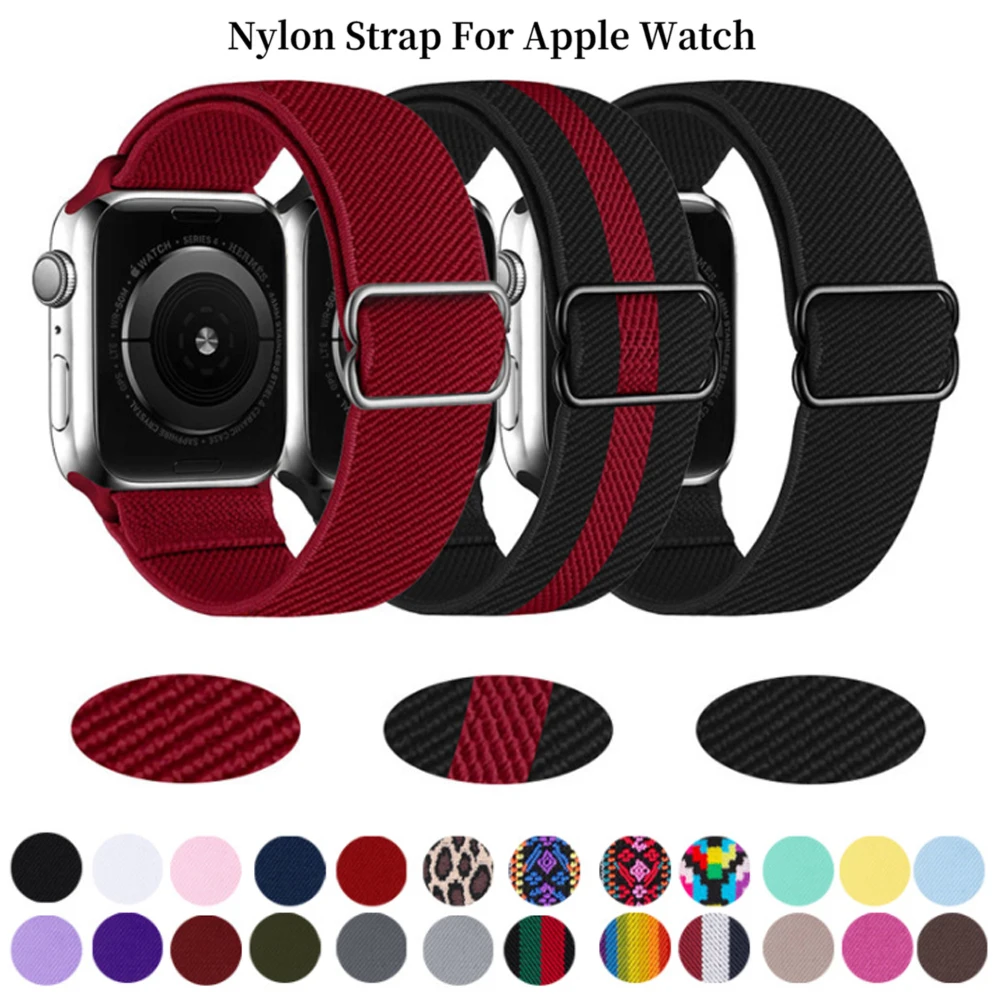 

Elastic Nylon Solo Loop Strap For Apple Watch Band 44mm 40mm 45mm 41mm 42mm 38mm Adjustable Bracelet iWatch Series 7 6 SE 5 4 3
