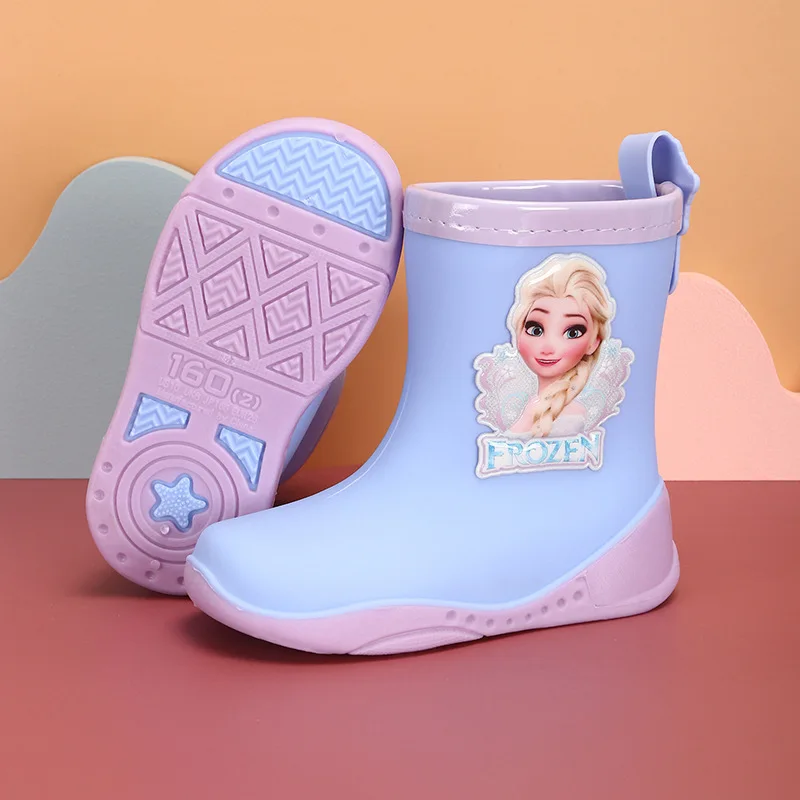 

Disney cartoon children boys and girls kids students non-slip tube frozen princess four seasons rain boots water shoes