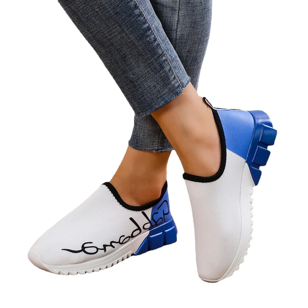 2023 Women Fashion Vulcanized Sneakers Platform Solid Color Flats Ladies Shoes Casual Breathable Wedges Ladies Walking Sneakers