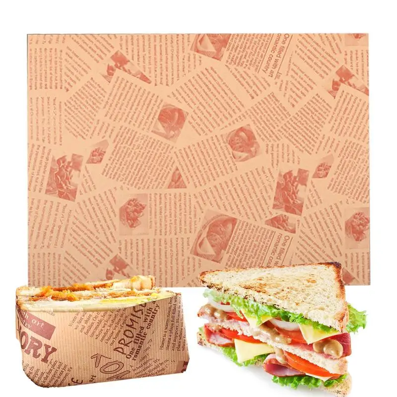 

100PC Deli Paper Sheet Food Wrapping Waterproof And Oilproof Paper For Bread Sandwich Burger Barbecue Fries Wrapping Baking Tool