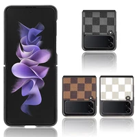 1 pcs phone case plaid protective cover leather case for samsung galaxy z flip 4 accessories anti scratch and anti collision