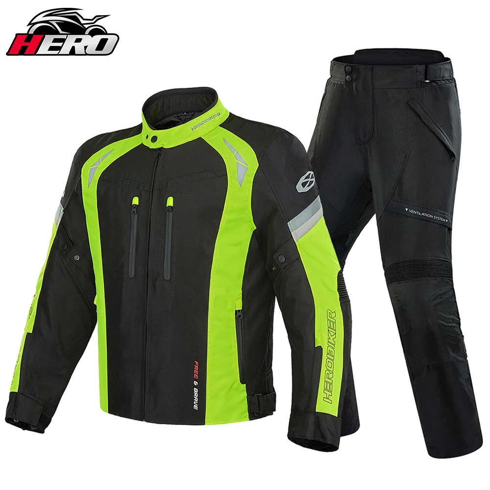 HEROBIKER Motorcycle Jacket Men Waterproof Chaqueta Moto Wearable Riding Racing Moto Protection Motocross Suit With Liner