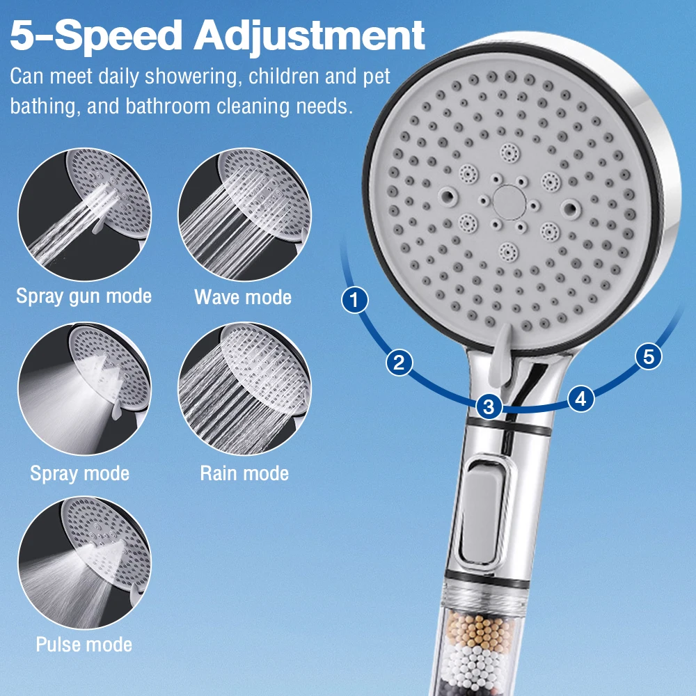 Душевая насадка высокого давления с 5-режимным антиккальєвым фильтром