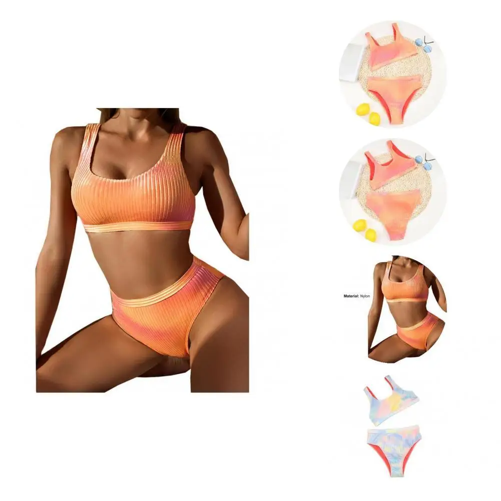 

Popular Women Bikini Skinny Sexy High Stretch Sleeveless Split Bikini Split Bikini Women Swimwear 2Pcs/Set