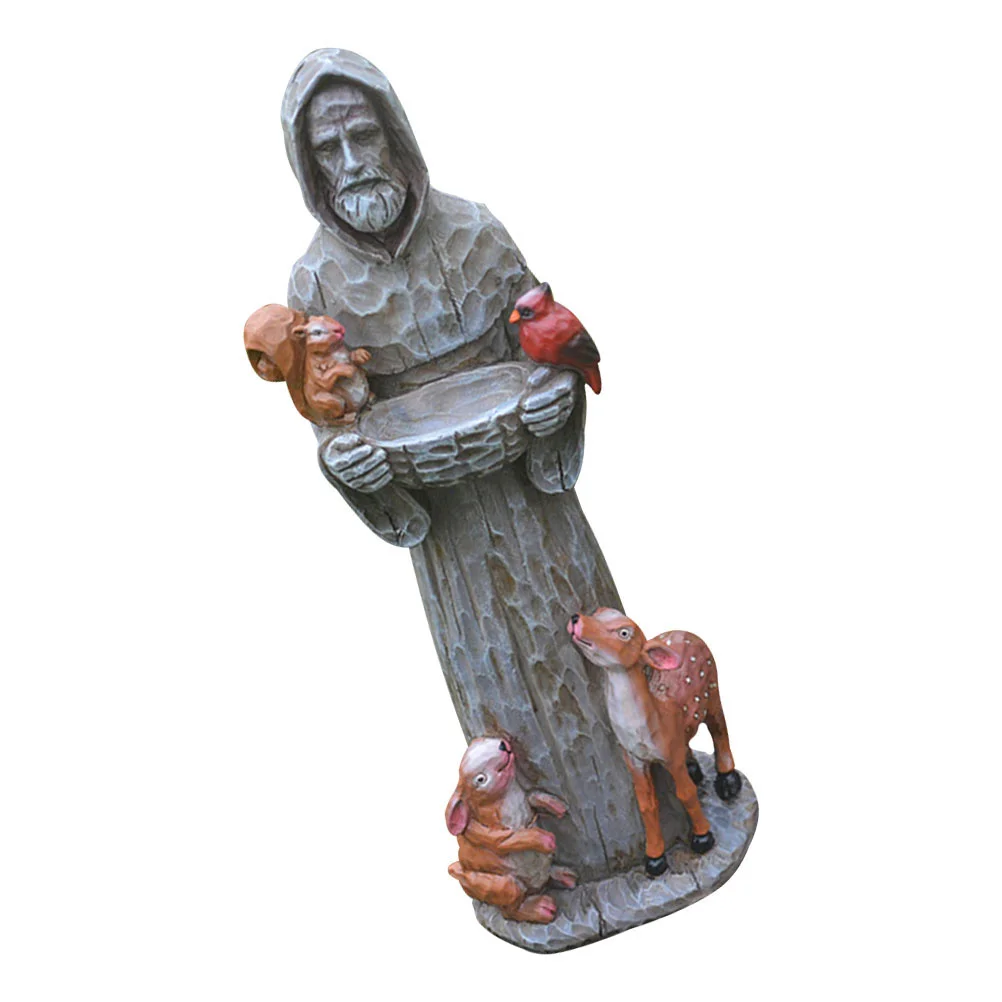 

Bird Feeder Francis Garden Statue Outdoor Bath Sculpture Statues Bowl Clearance Figurine Religious Feeding St Feeders Assisi