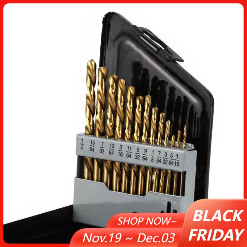 

13 шт./компл. набор левых сверл M2 HSS с титановым нитридным покрытием, сверло с коробкой для хранения электроинструмента по металлу, дереву